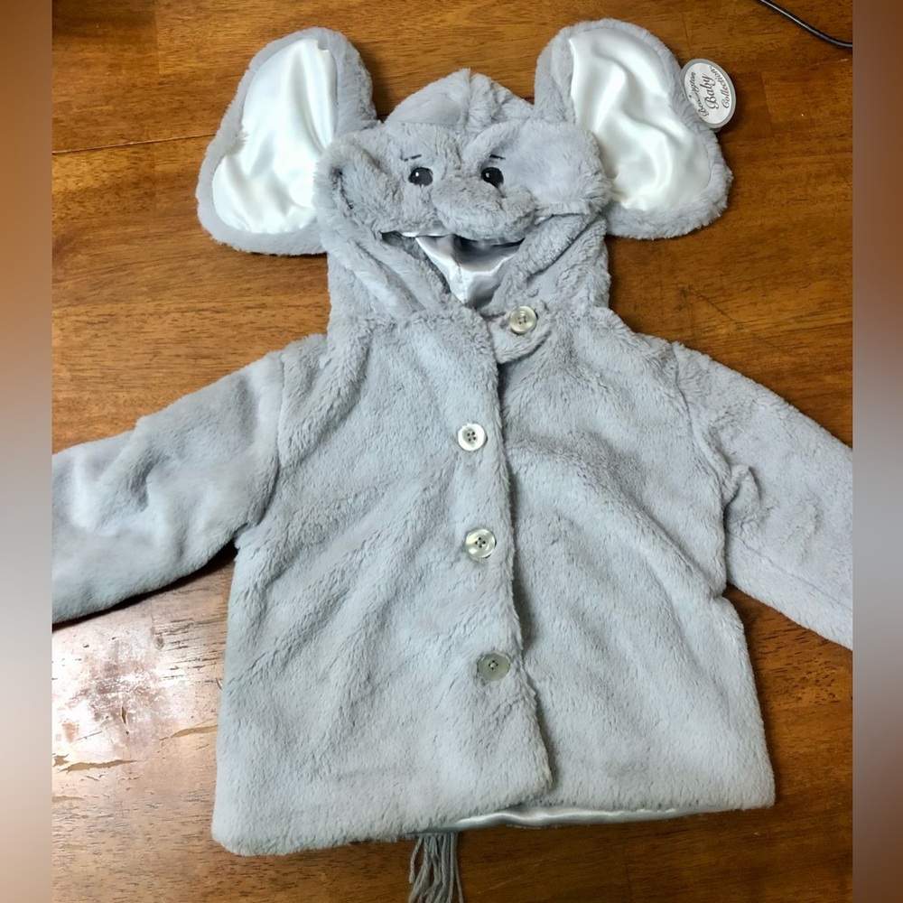 Bearington Baby Gray Elephant Hooded Jacket NWT Sz 11-24 MOS